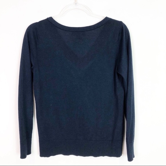 Banana Republic navy & red v neck lightweight cashmere silk blend sweater small - Picture 5 of 7